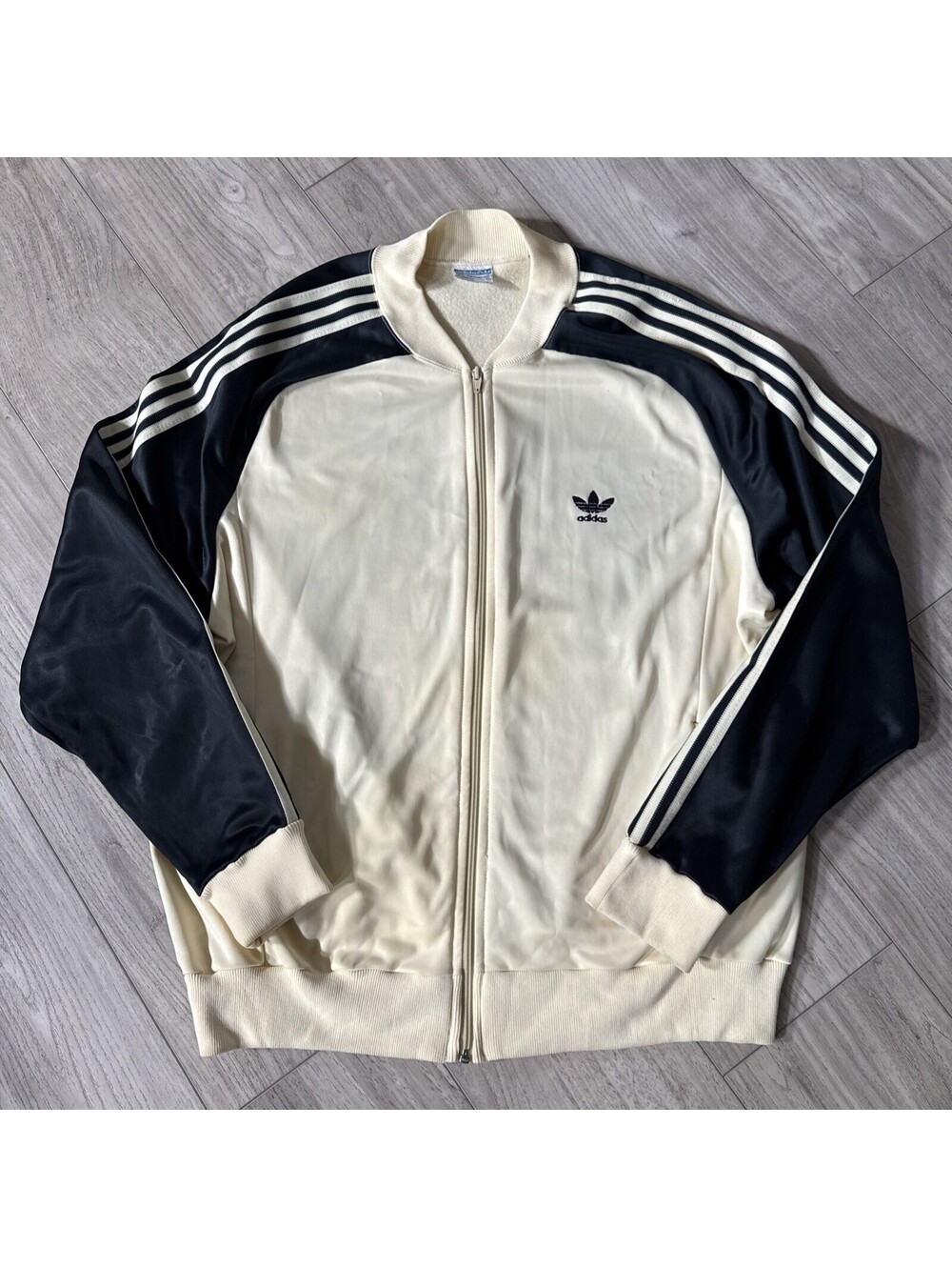 Adidas ATP Keyrolan 1980s tennis beige made in USA track top jacket vintage XL